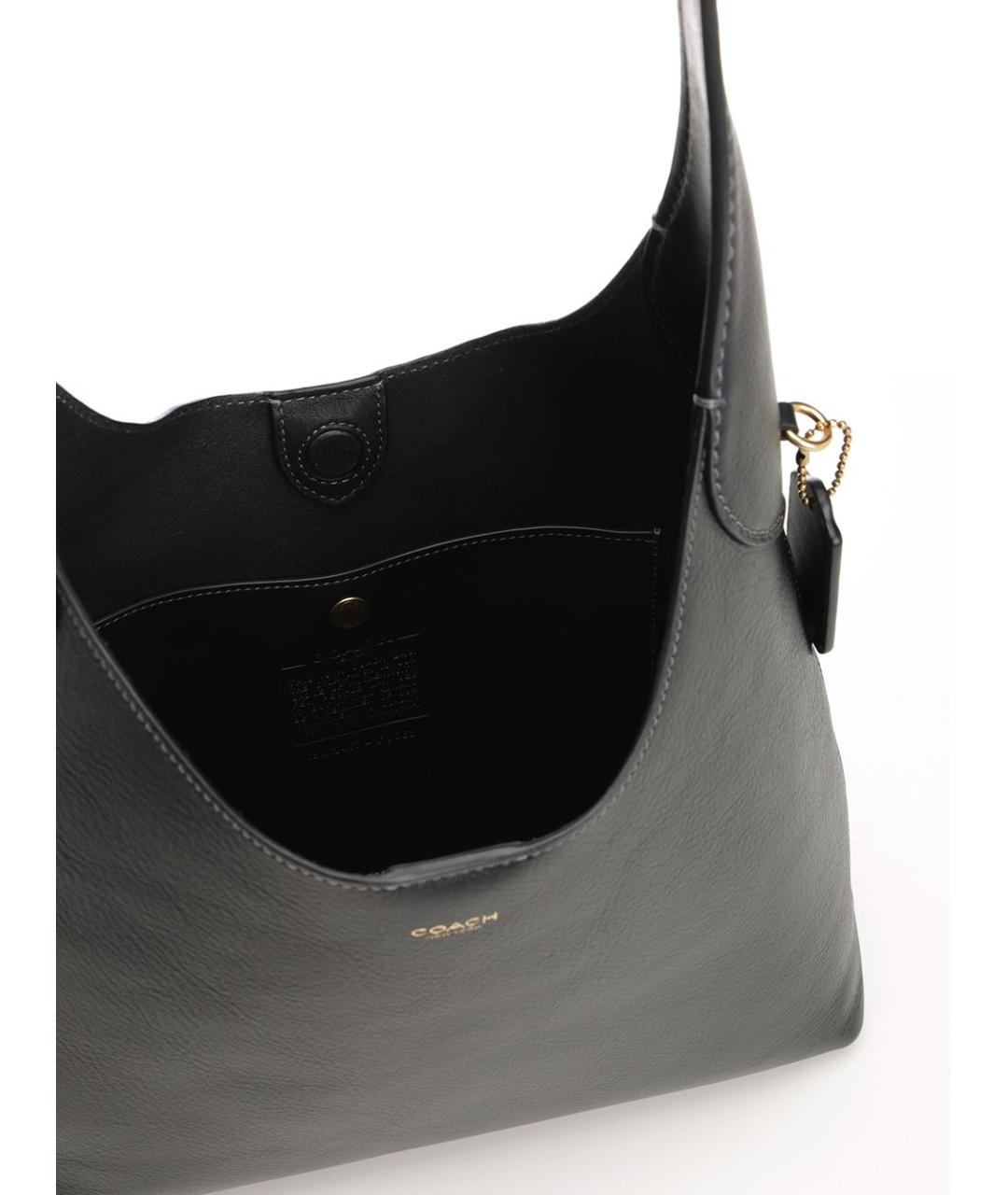 COACH Черная кожаная сумка через плечо, фото 4