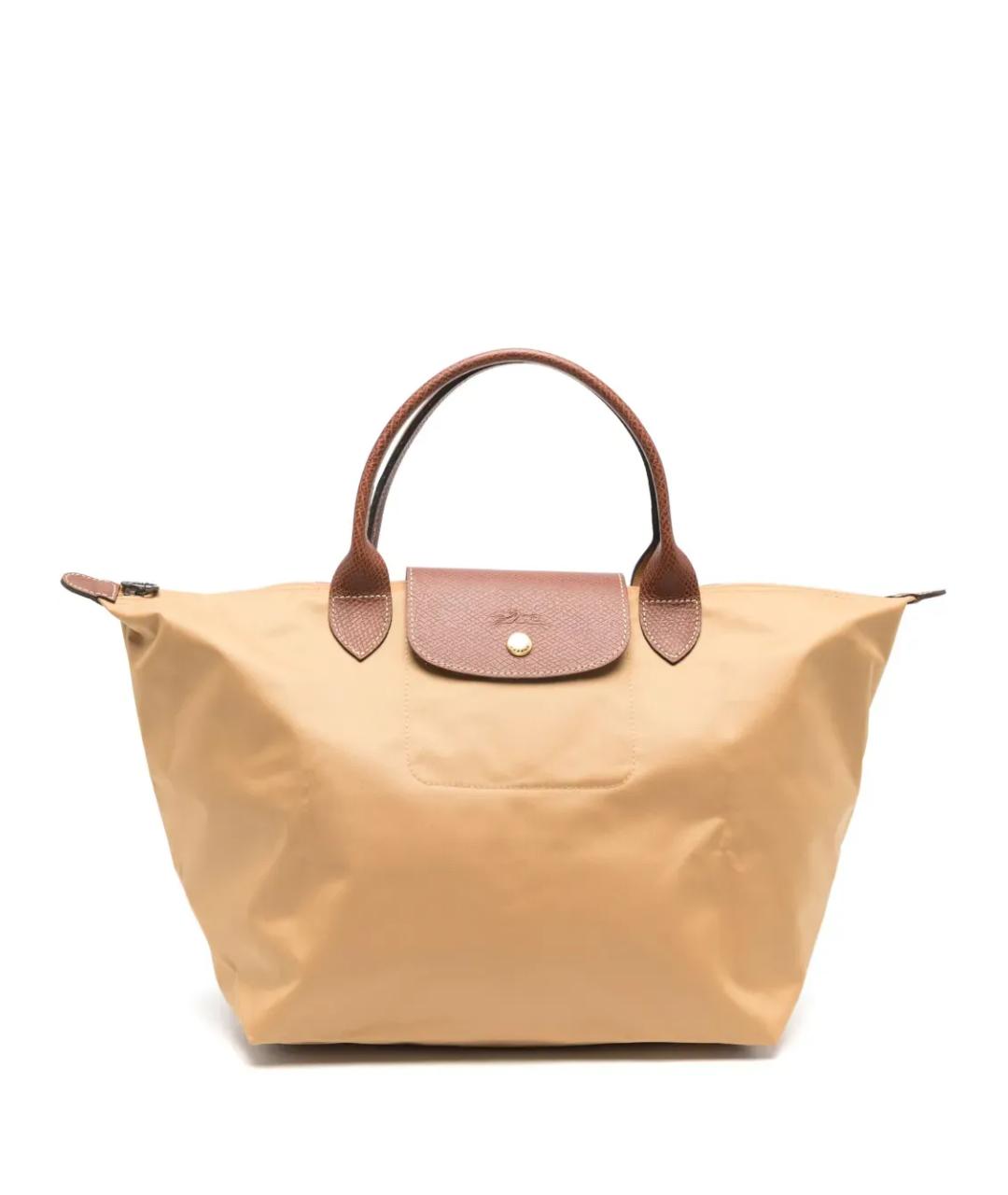 LONGCHAMP Бежевая тканевая сумка с короткими ручками, фото 1