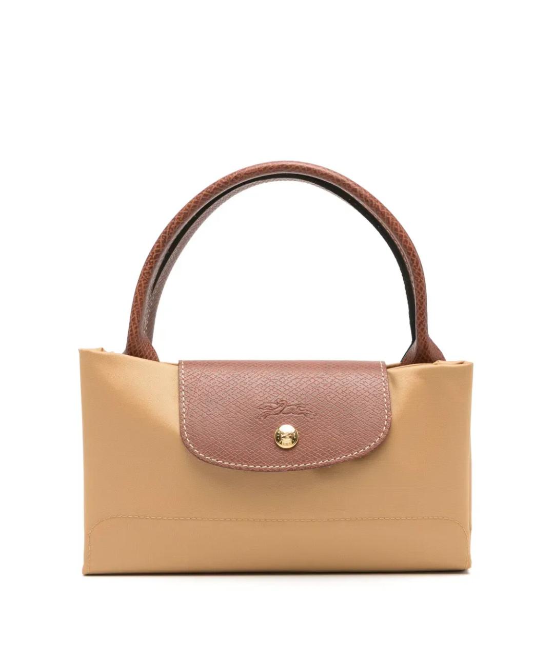 LONGCHAMP Бежевая тканевая сумка с короткими ручками, фото 3