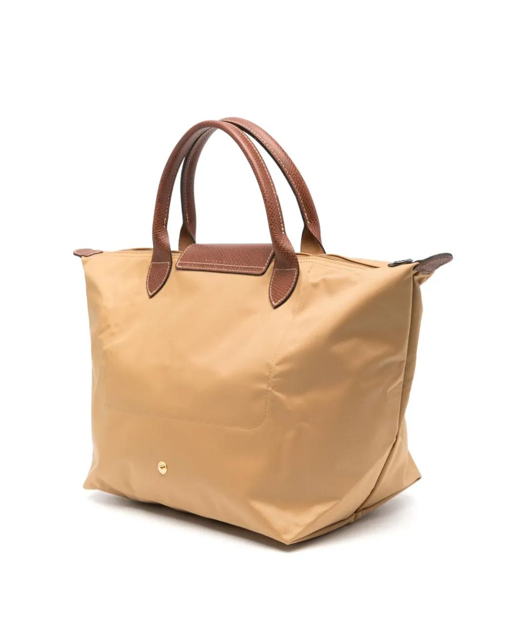 LONGCHAMP Бежевая тканевая сумка с короткими ручками, фото 2