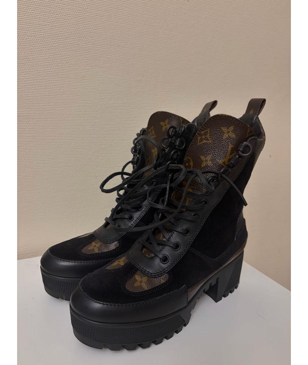 LOUIS VUITTON Черные кожаные ботинки, фото 2
