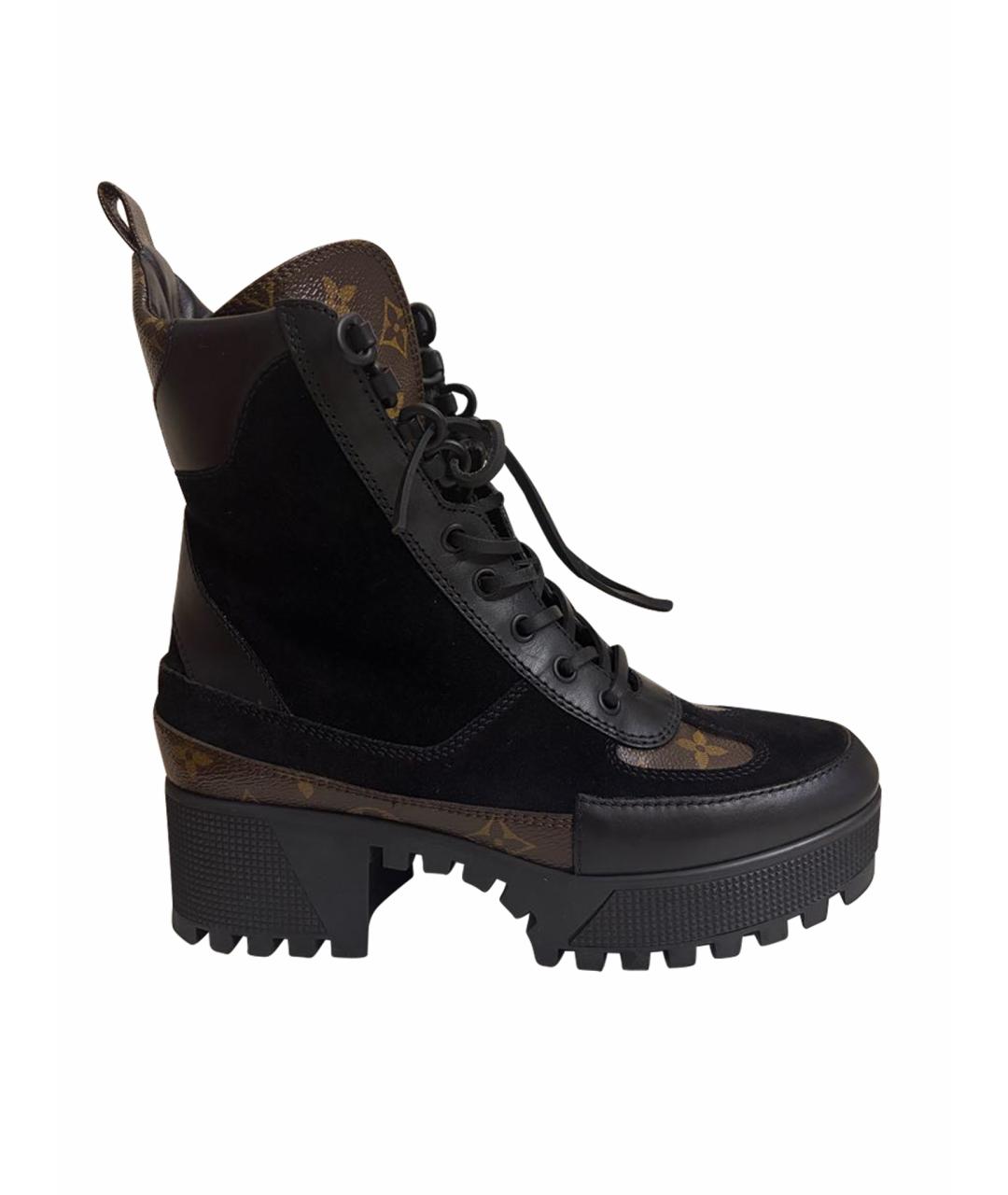 LOUIS VUITTON Черные кожаные ботинки, фото 1