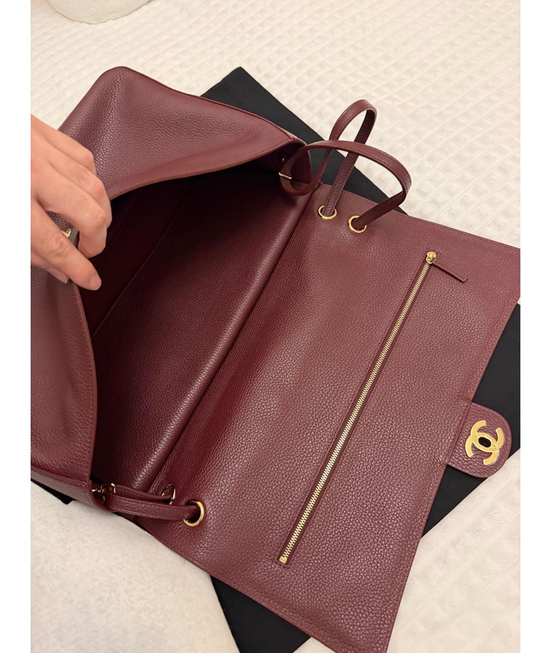 CHANEL Бордовая кожаная сумка через плечо, фото 6