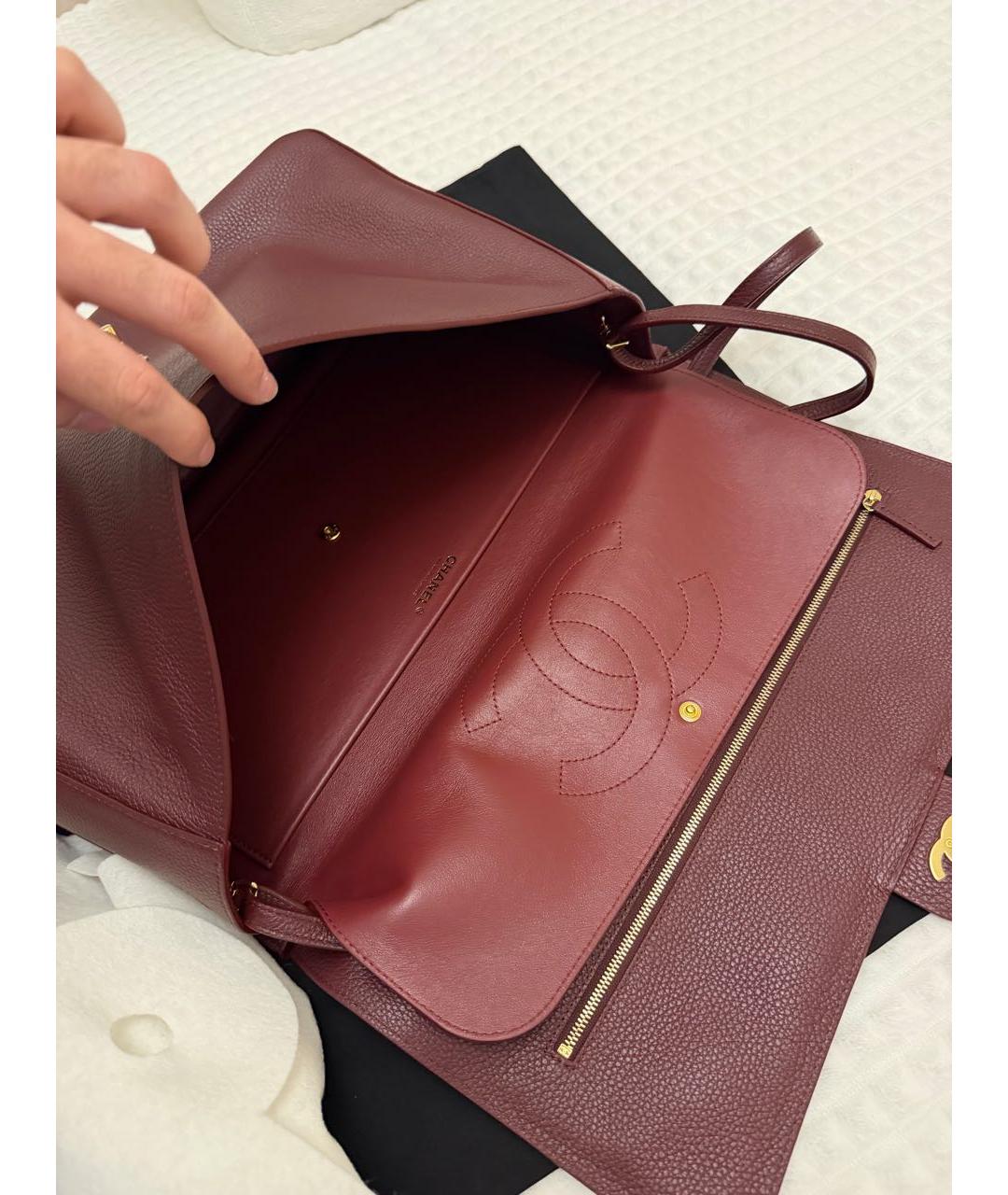 CHANEL Бордовая кожаная сумка через плечо, фото 5