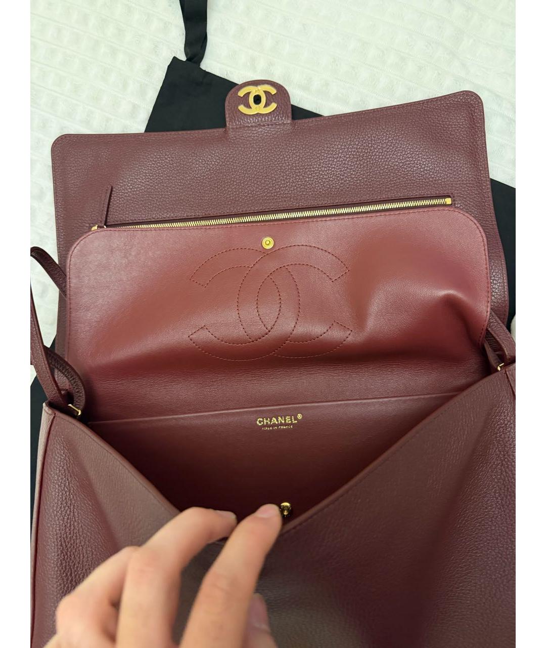 CHANEL Бордовая кожаная сумка через плечо, фото 4