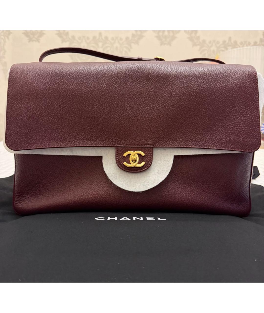 CHANEL Бордовая кожаная сумка через плечо, фото 8