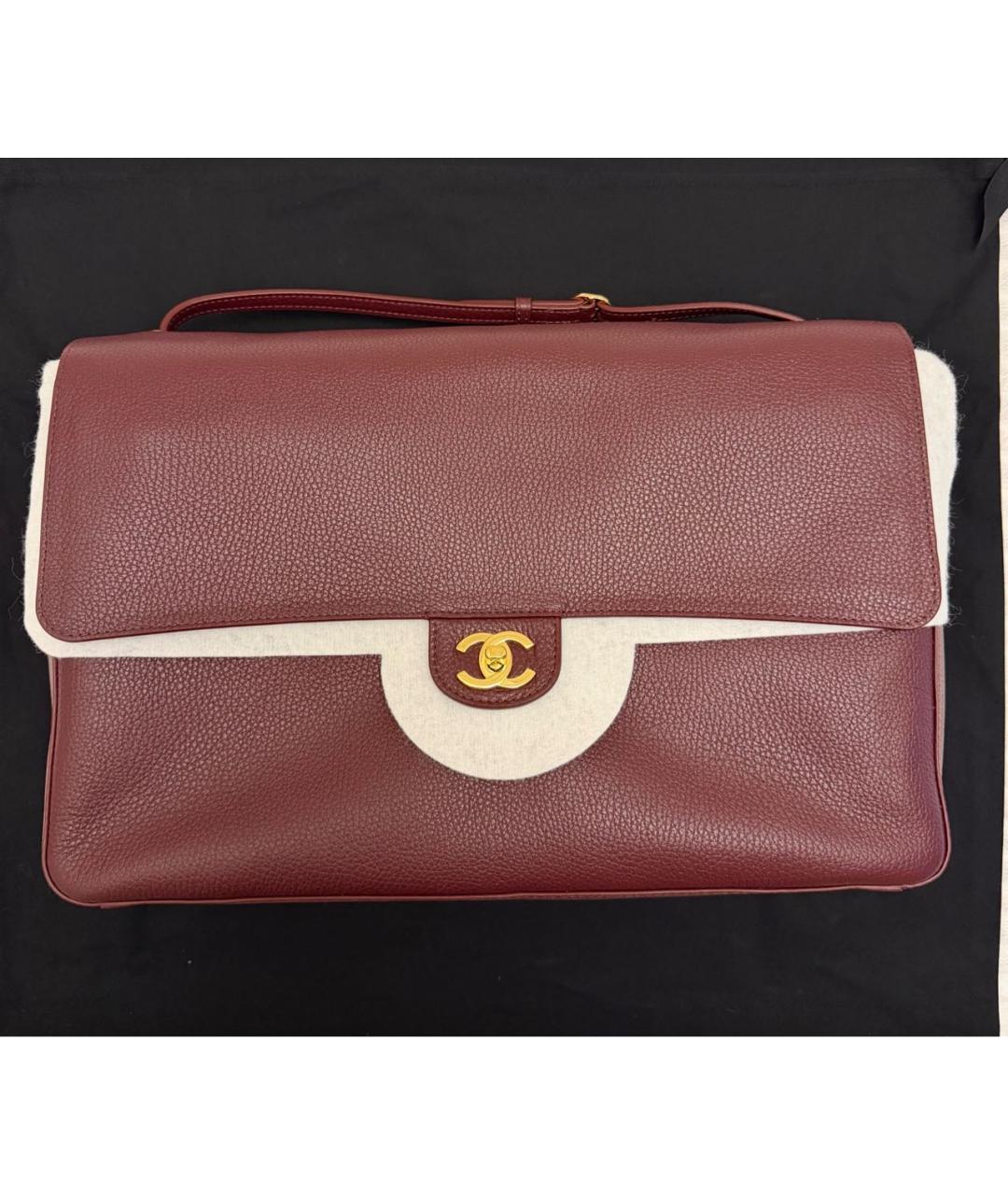 CHANEL Бордовая кожаная сумка через плечо, фото 2