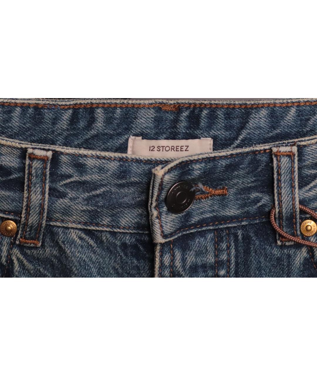 12 STOREEZ Синие хлопковые прямые джинсы, фото 4
