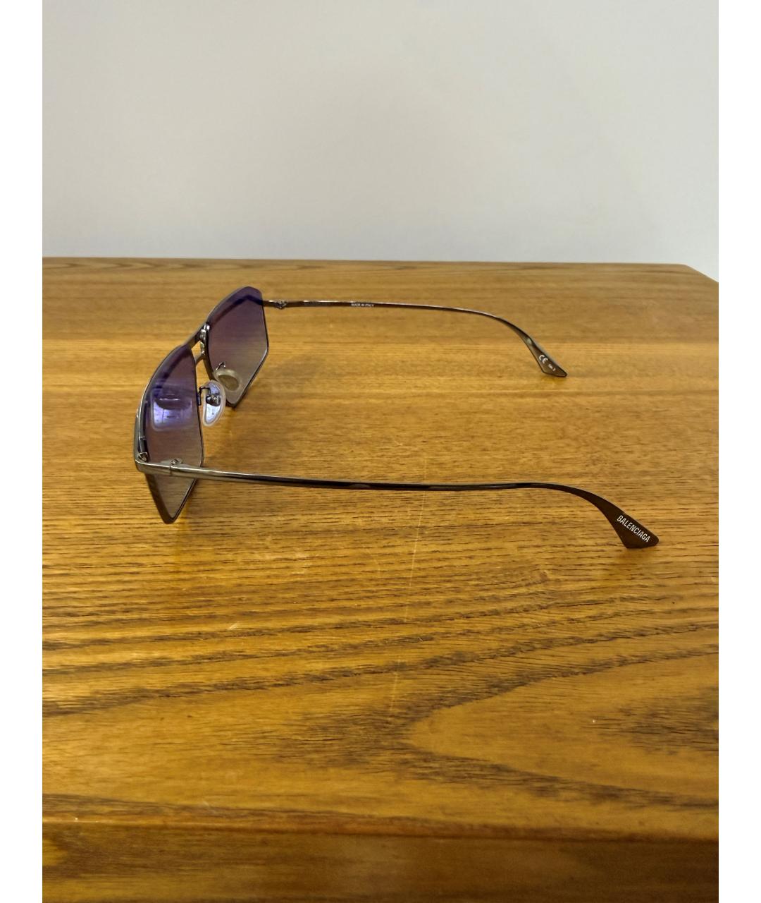 BALENCIAGA Серебряные металлические солнцезащитные очки, фото 4