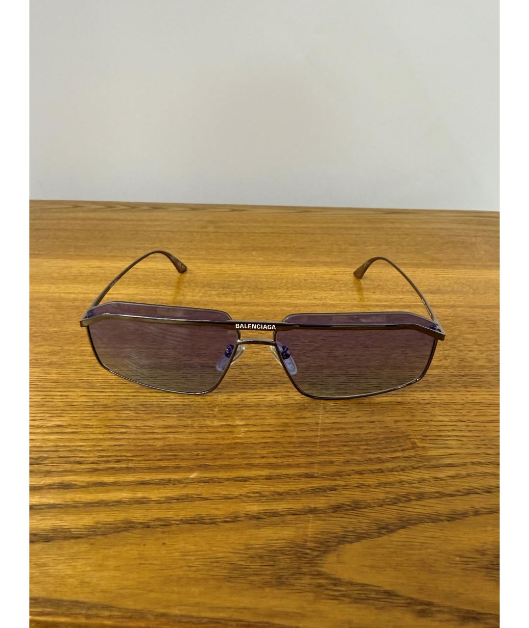 BALENCIAGA Серебряные металлические солнцезащитные очки, фото 2