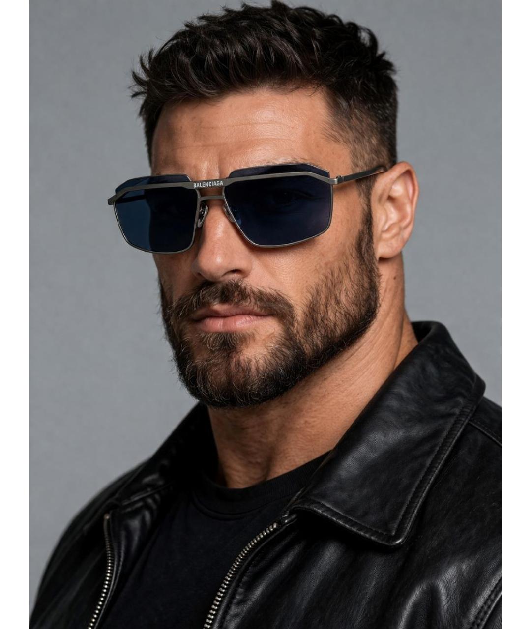 BALENCIAGA Серебряные металлические солнцезащитные очки, фото 8