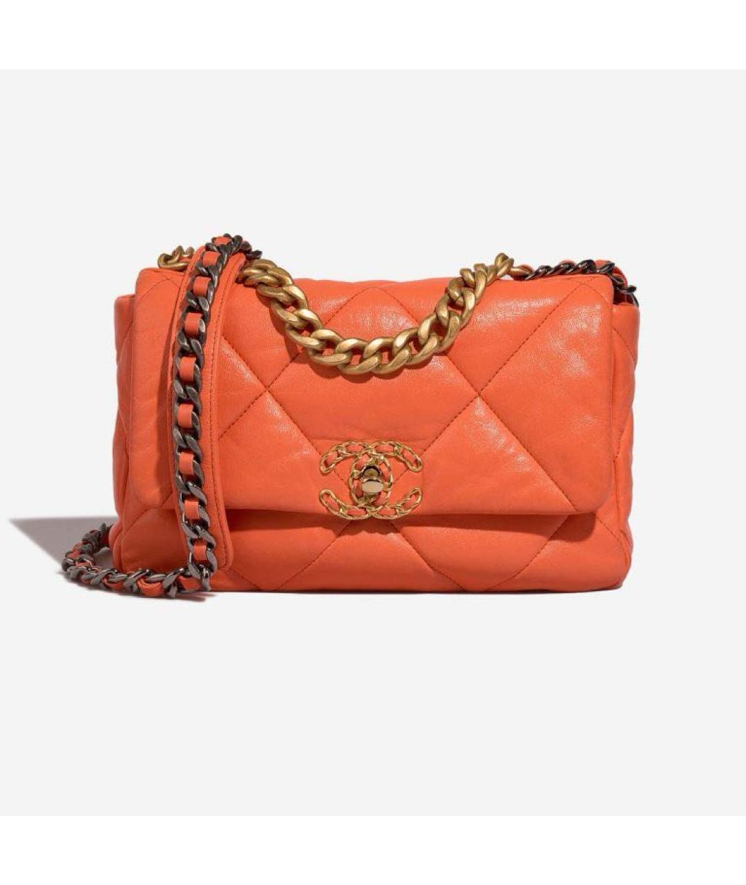 CHANEL Оранжевая кожаная сумка через плечо, фото 7