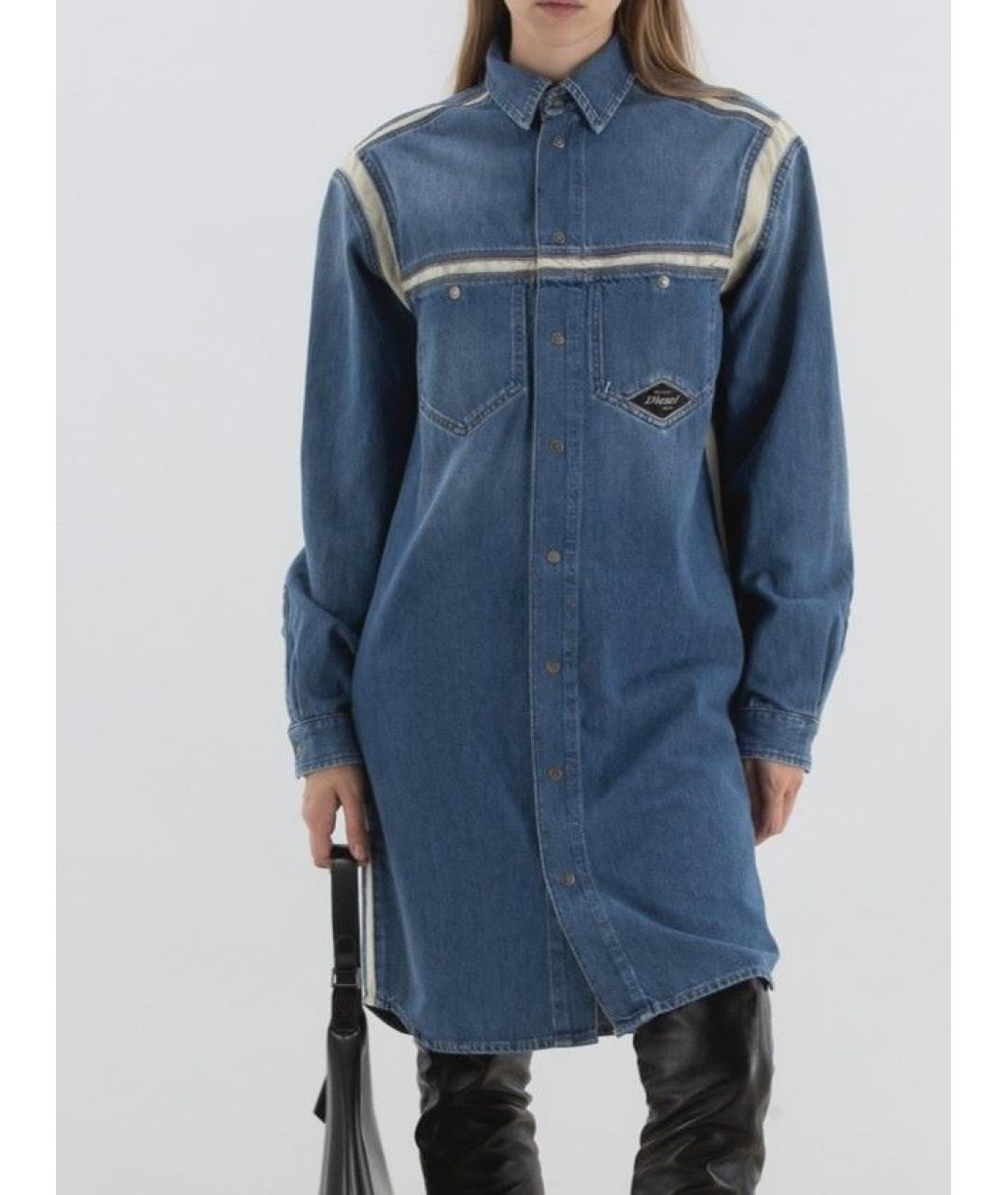 DIESEL Голубое хлопковое повседневное платье, фото 9