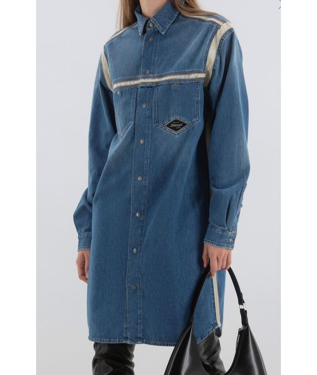 DIESEL Голубое хлопковое повседневное платье, фото 8