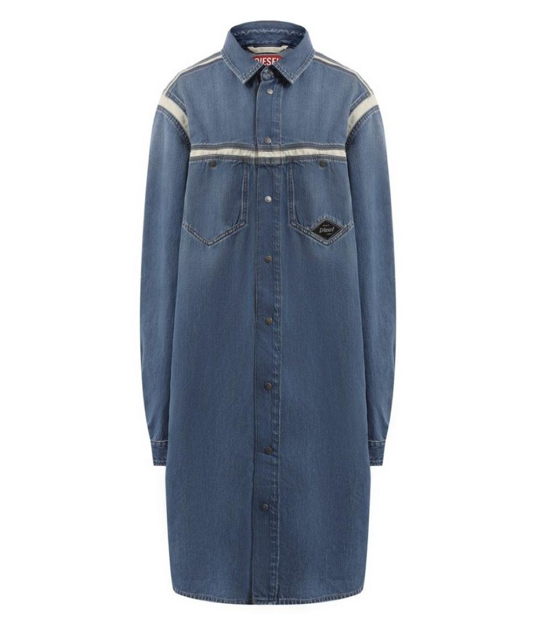 DIESEL Голубое хлопковое повседневное платье, фото 1