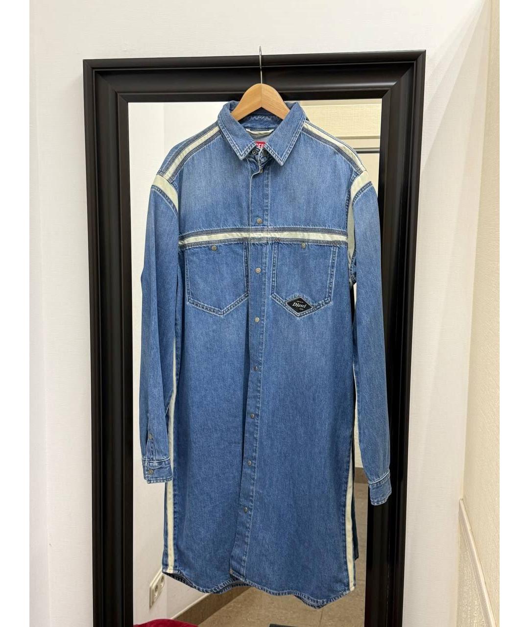 DIESEL Голубое хлопковое повседневное платье, фото 2