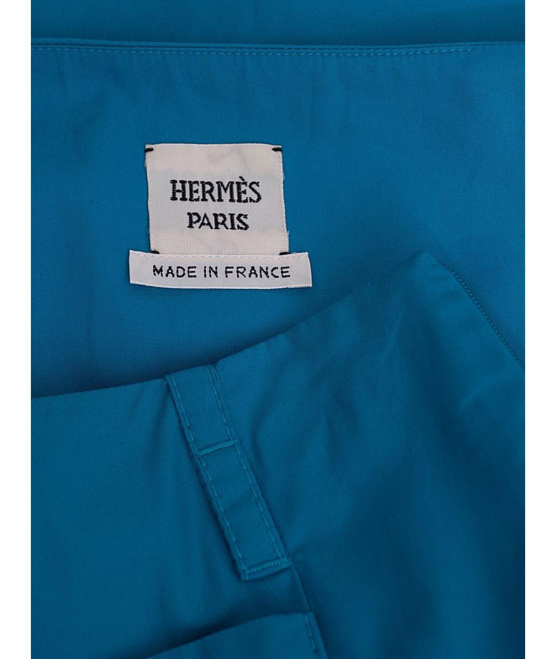 HERMES Голубая хлопковая юбка миди, фото 5
