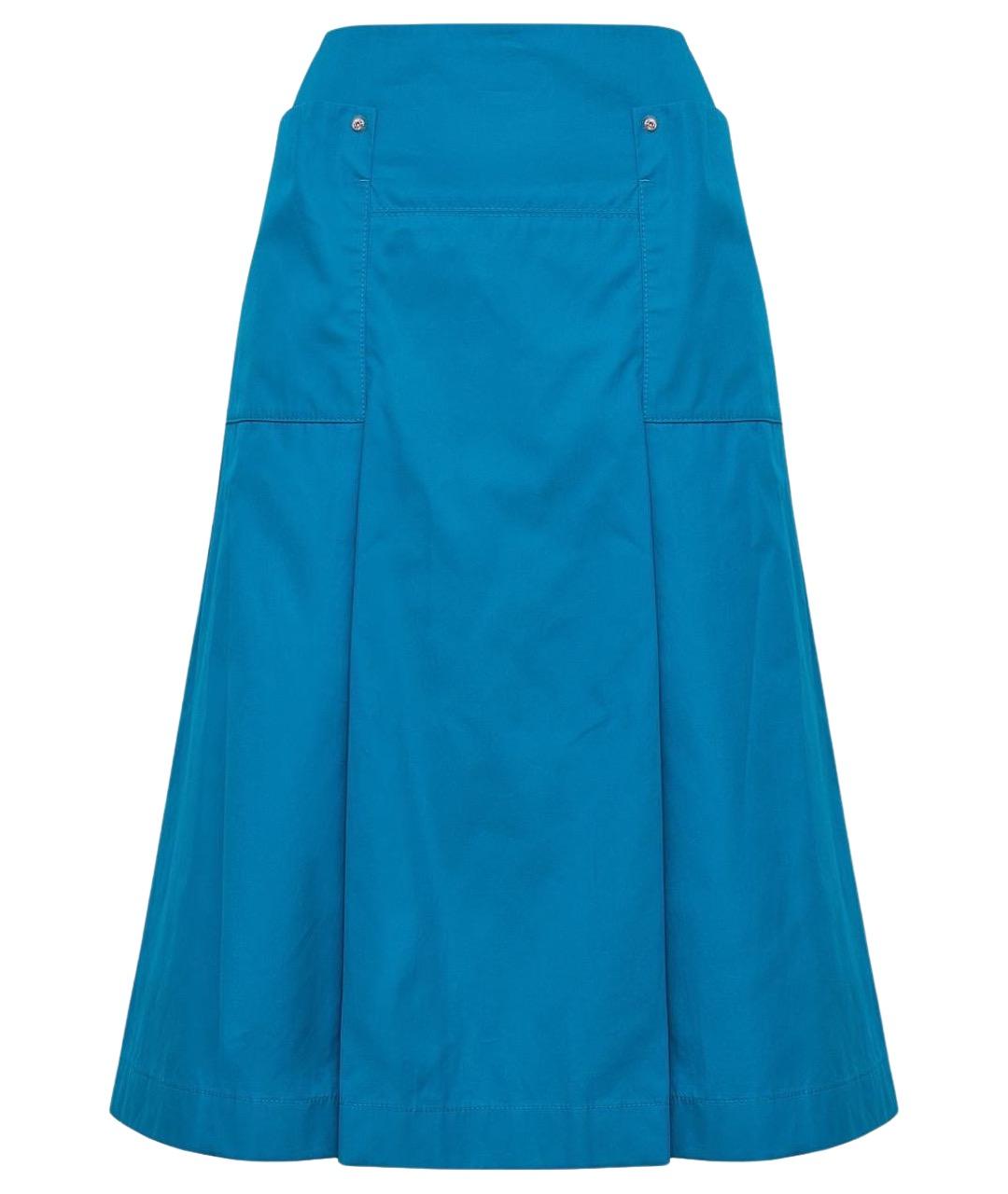 HERMES Голубая хлопковая юбка миди, фото 1