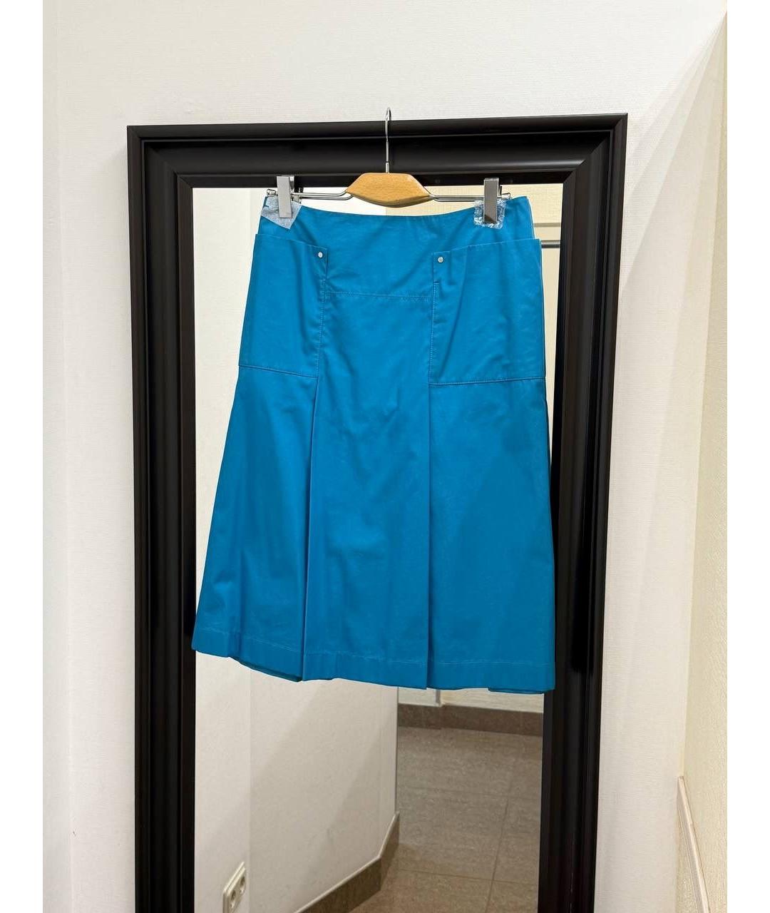 HERMES Голубая хлопковая юбка миди, фото 3