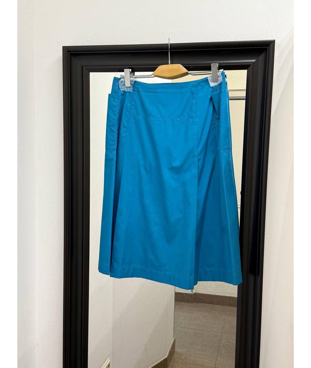 HERMES Голубая хлопковая юбка миди, фото 4