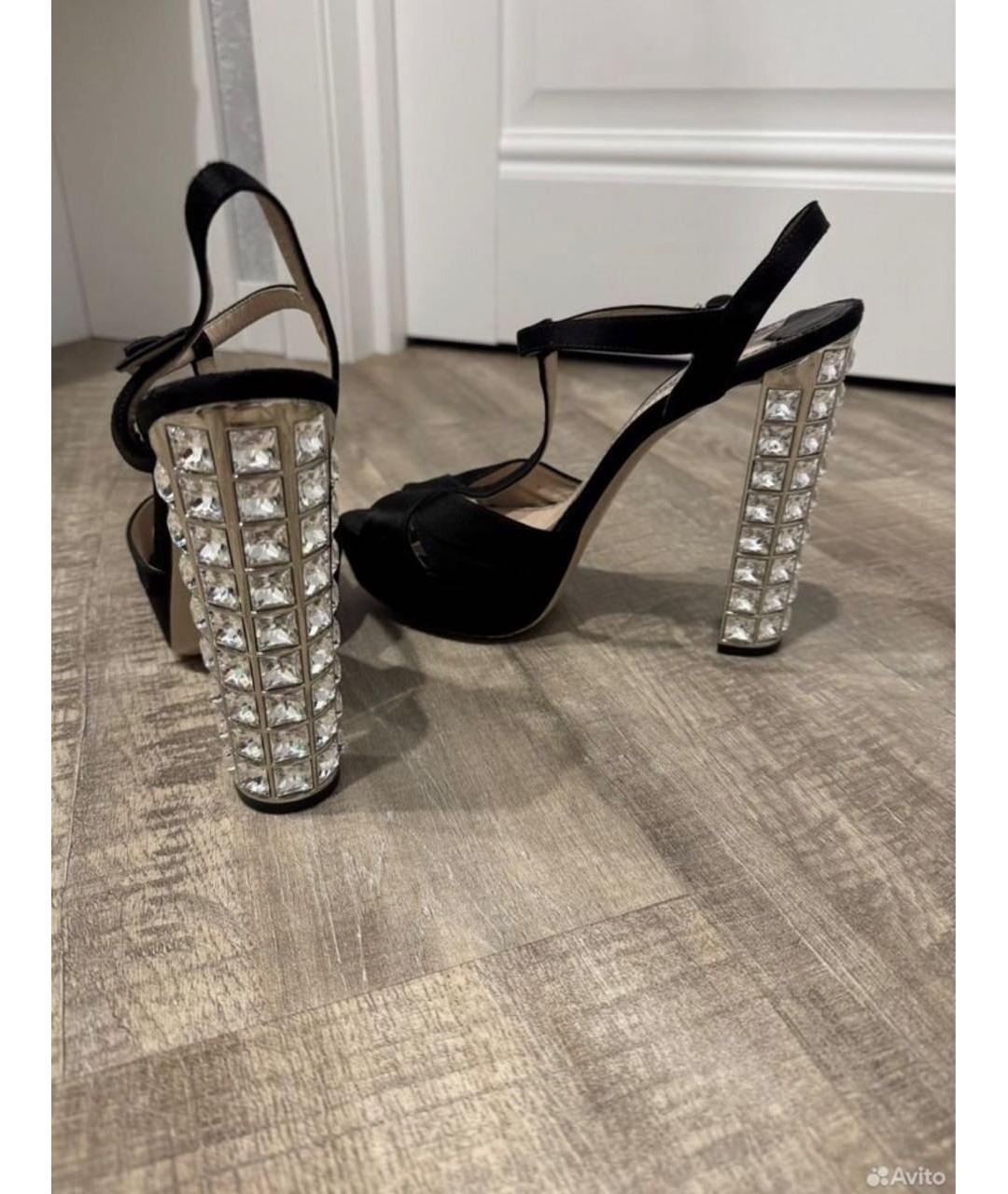 MIU MIU Черные текстильные босоножки, фото 2