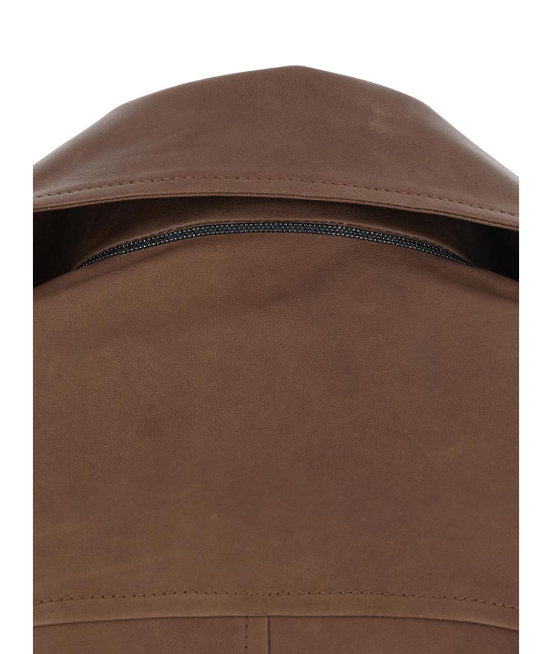 BRUNELLO CUCINELLI Коричневая кожаная куртка, фото 4