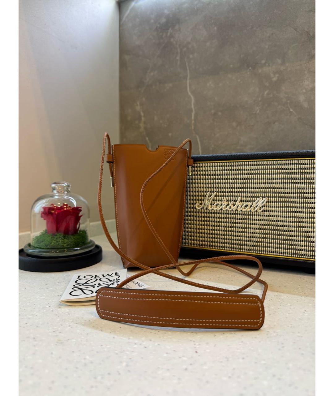 GUCCI Коричневая кожаная сумка через плечо, фото 9