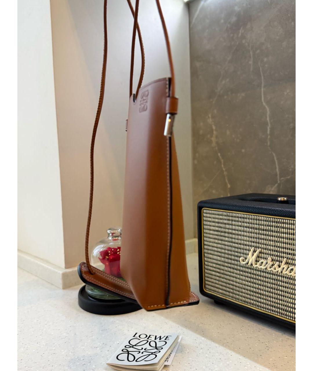 GUCCI Коричневая кожаная сумка через плечо, фото 5