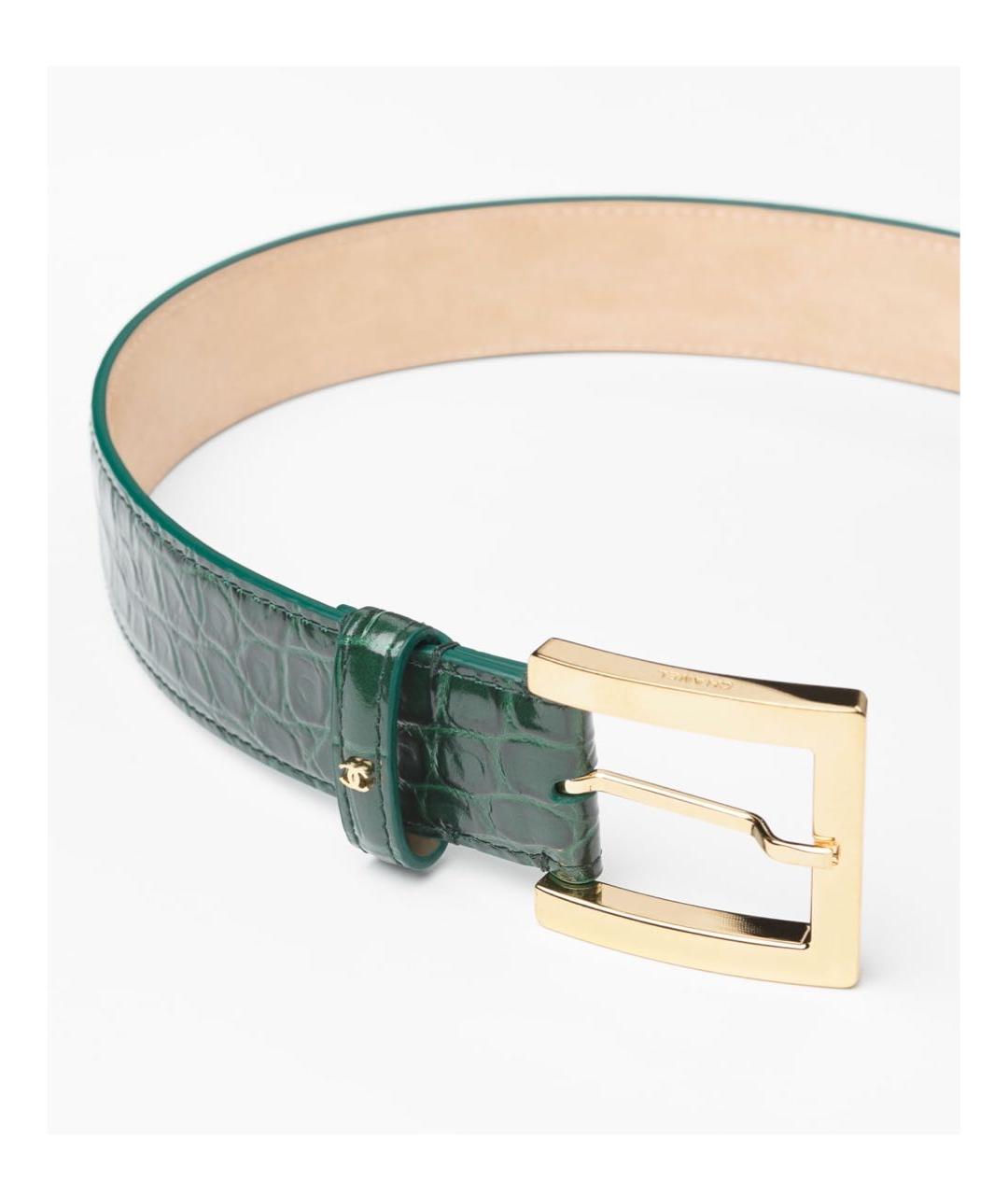 CHANEL Зеленый кожаный ремень, фото 2