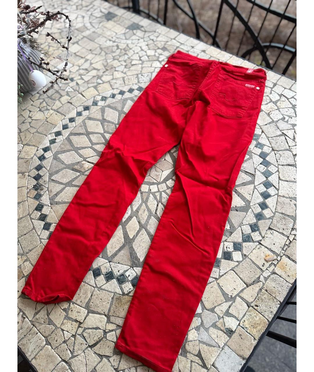 7 FOR ALL MANKIND Красные хлопко-эластановые джинсы слим, фото 2