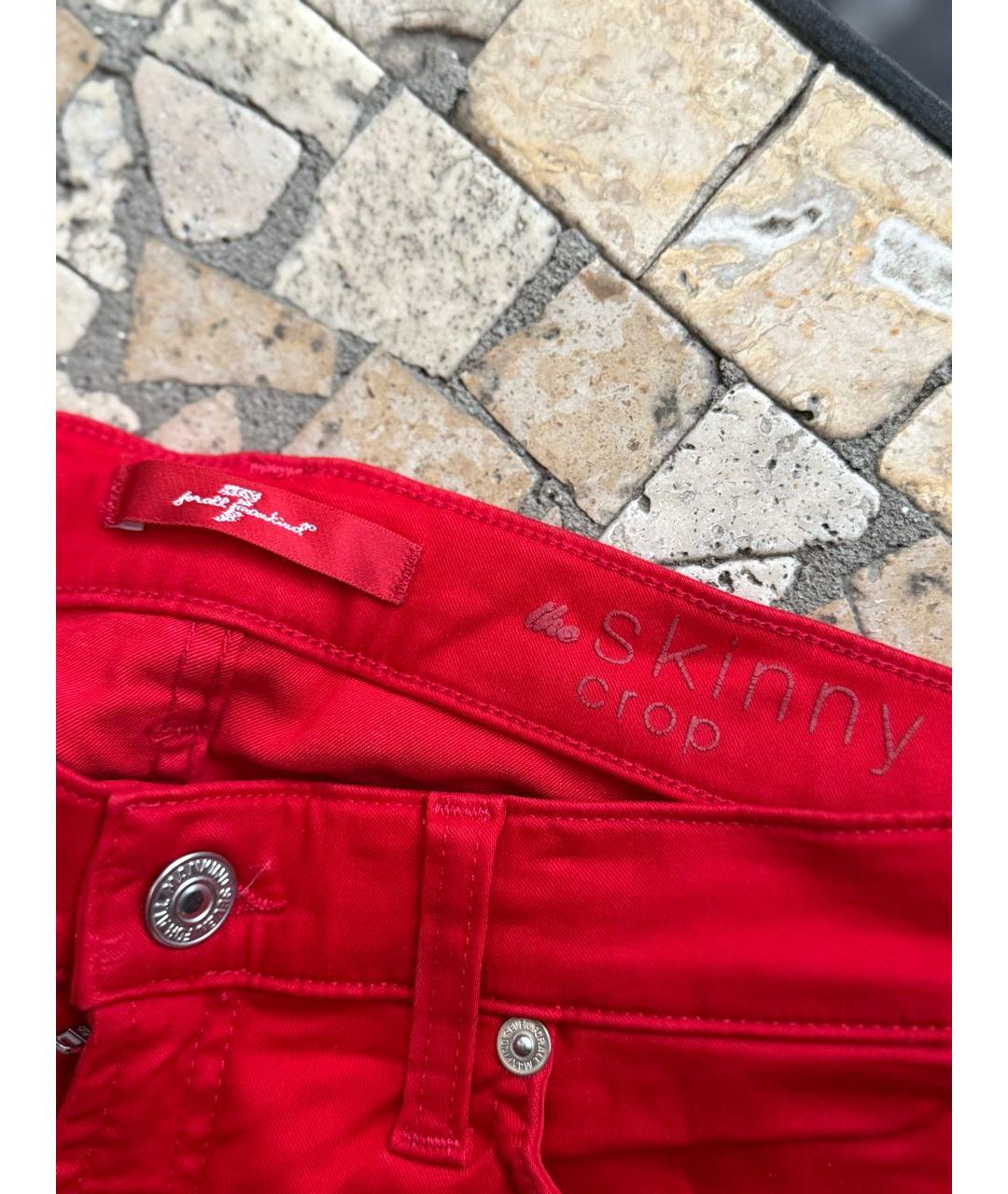 7 FOR ALL MANKIND Красные хлопко-эластановые джинсы слим, фото 8