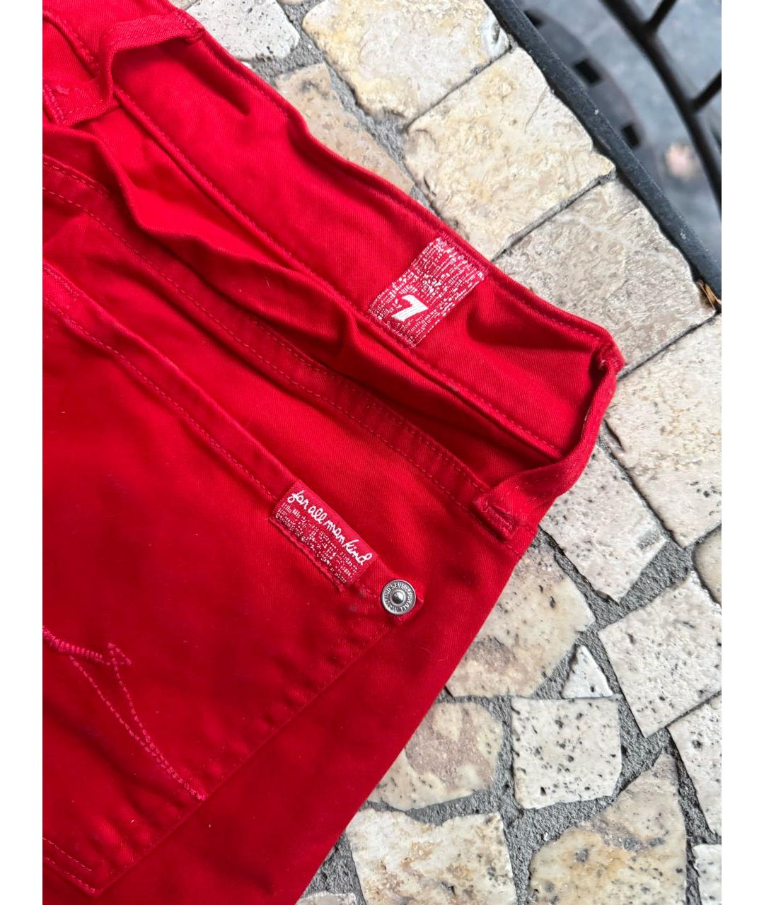 7 FOR ALL MANKIND Красные хлопко-эластановые джинсы слим, фото 3
