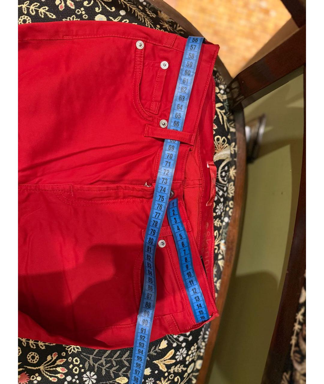 7 FOR ALL MANKIND Красные хлопко-эластановые джинсы слим, фото 6