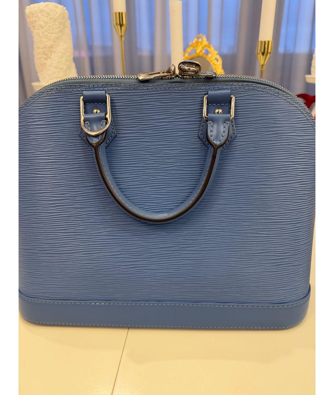 LOUIS VUITTON Голубая кожаная сумка с короткими ручками, фото 3