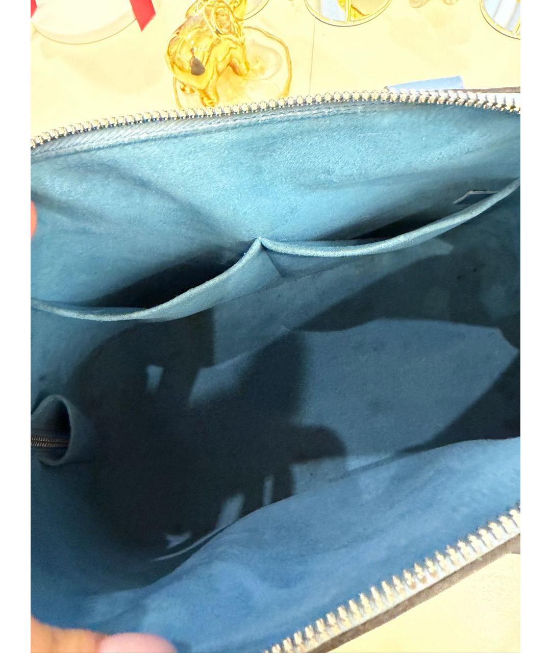 LOUIS VUITTON Голубая кожаная сумка с короткими ручками, фото 4
