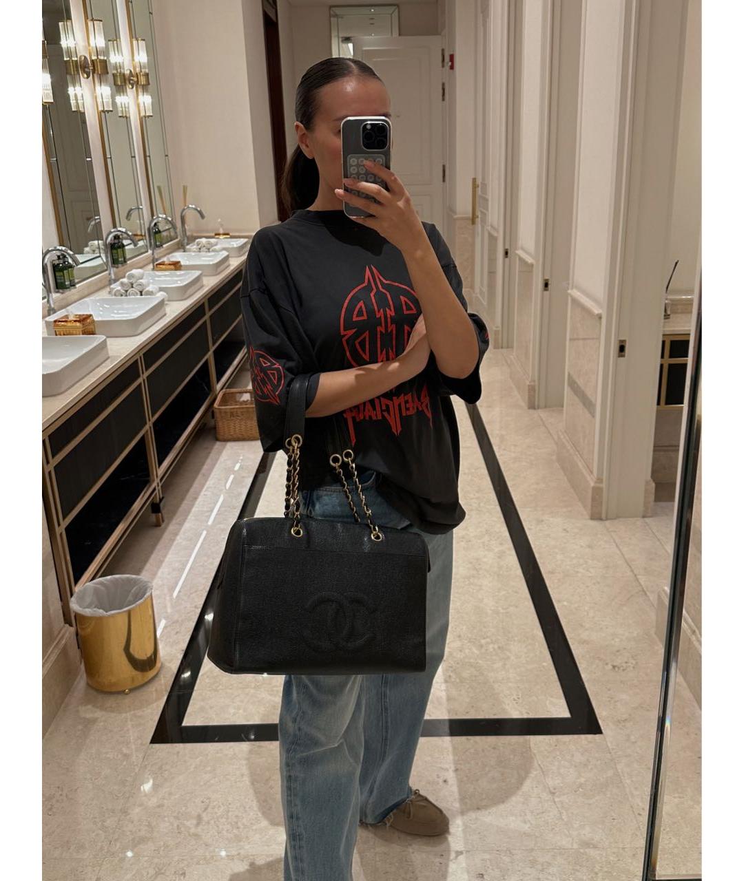 CHANEL Черная кожаная сумка через плечо, фото 8
