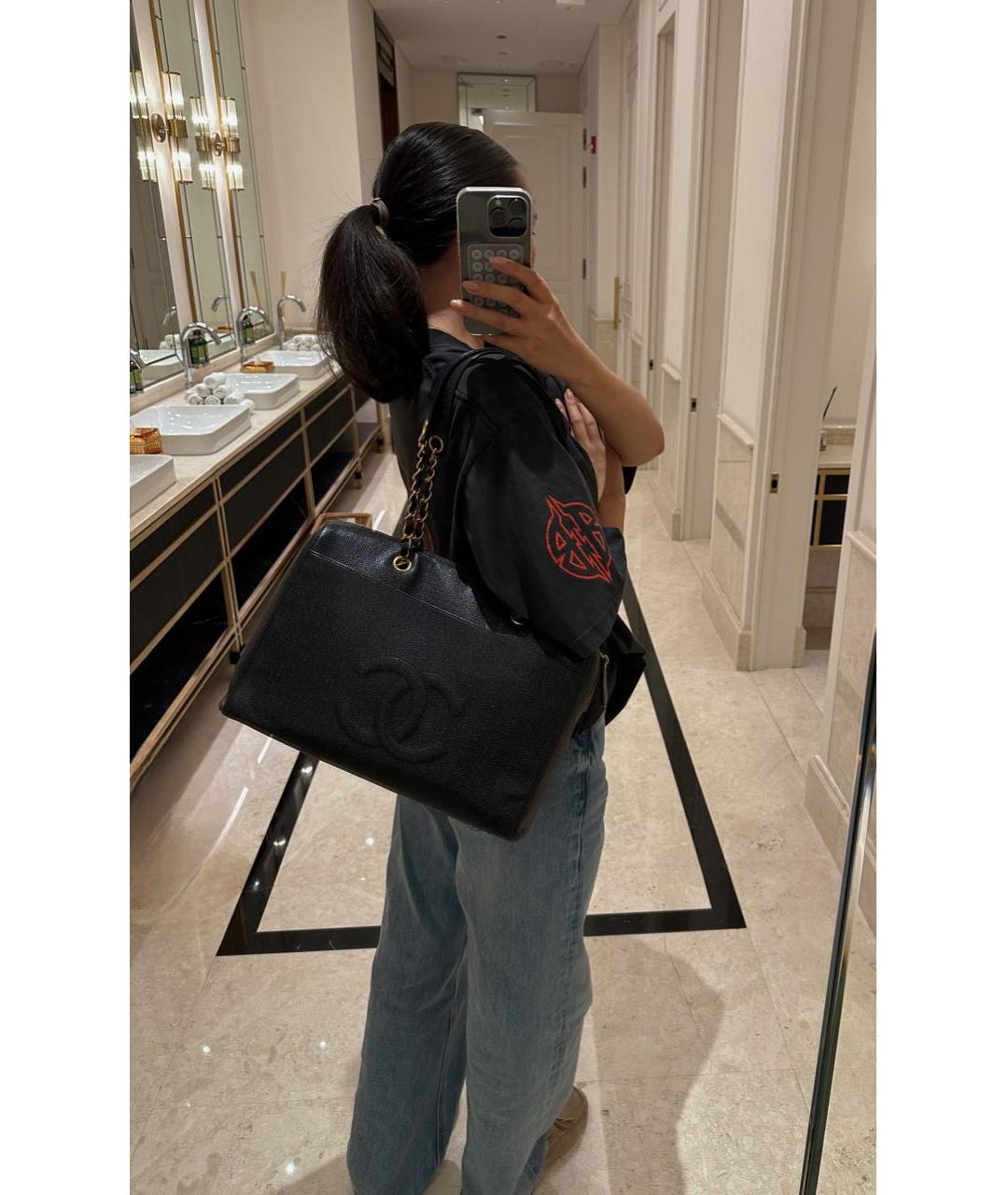 CHANEL Черная кожаная сумка через плечо, фото 7