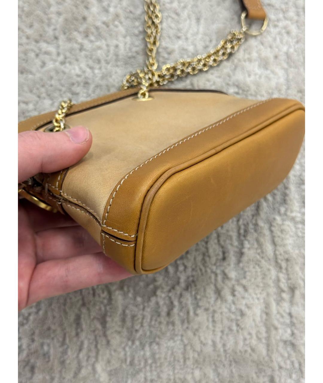 CELINE Бежевая кожаная сумка через плечо, фото 8