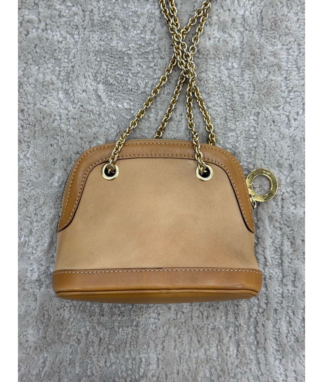 CELINE Бежевая кожаная сумка через плечо, фото 3
