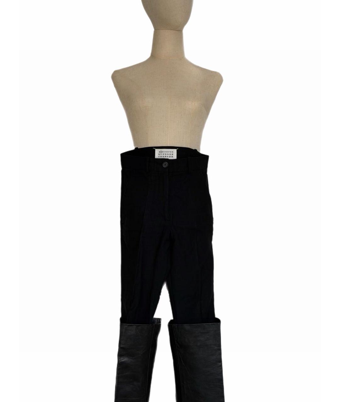 MAISON MARGIELA Черные хлопковые прямые брюки, фото 2