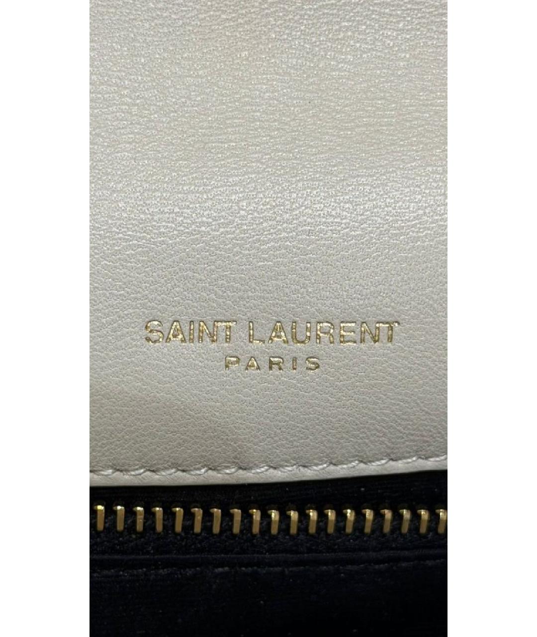 SAINT LAURENT Белая кожаная сумка через плечо, фото 5