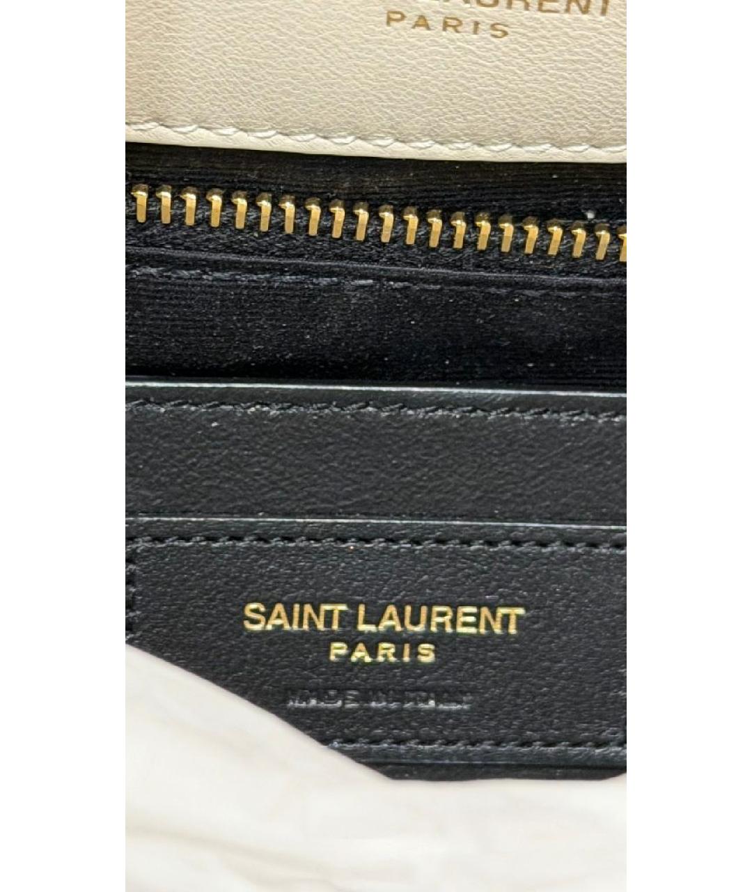 SAINT LAURENT Белая кожаная сумка через плечо, фото 6