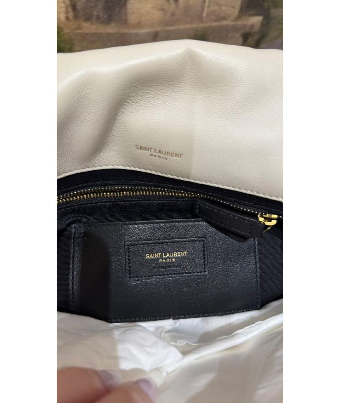 SAINT LAURENT Белая кожаная сумка через плечо, фото 4