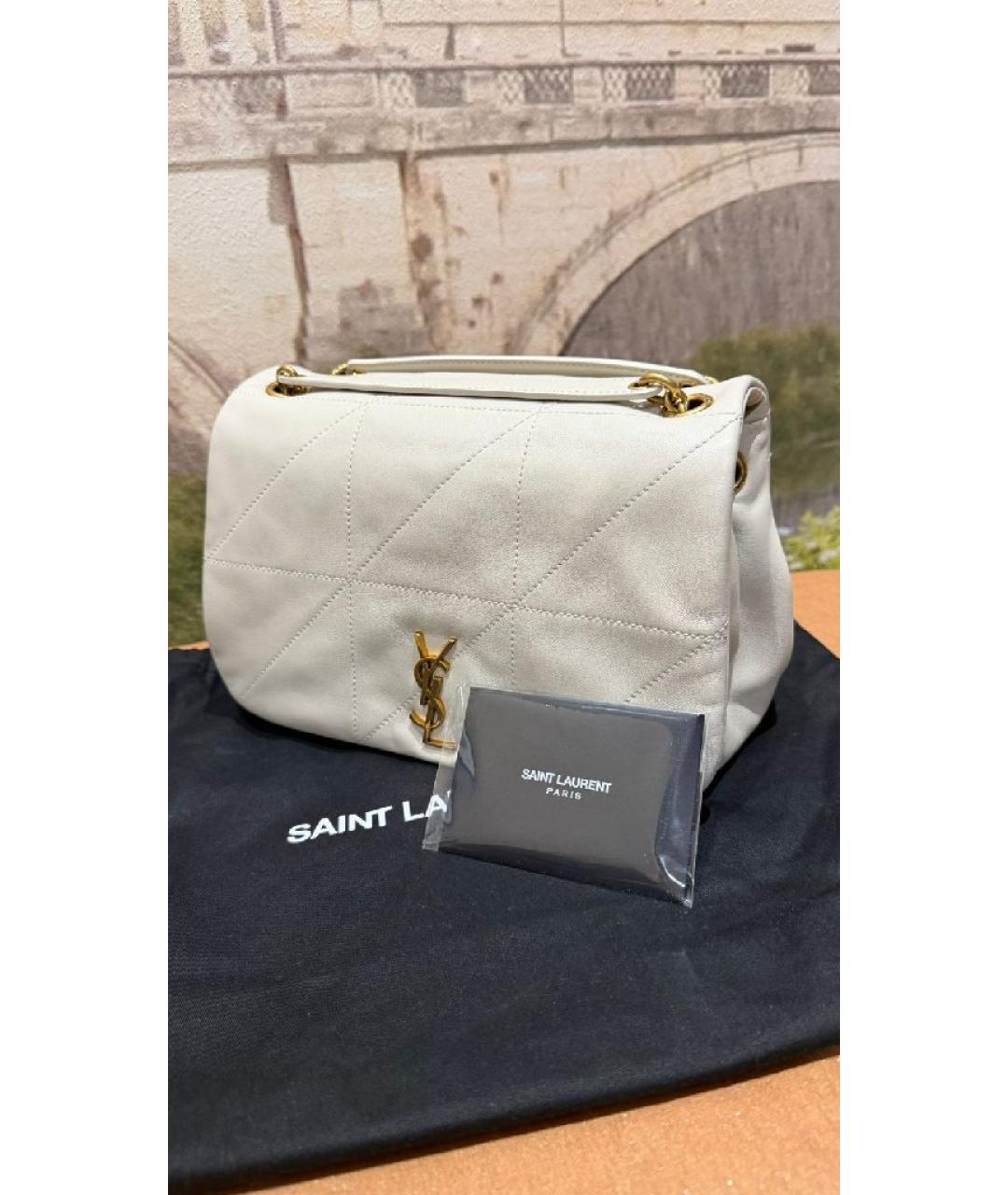 SAINT LAURENT Белая кожаная сумка через плечо, фото 3