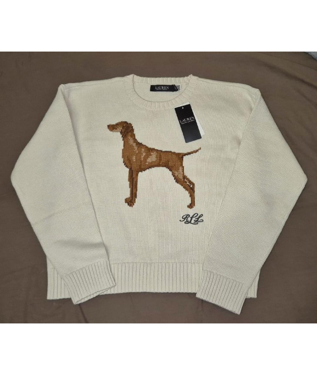 RALPH LAUREN Бежевый хлопковый джемпер / свитер, фото 9