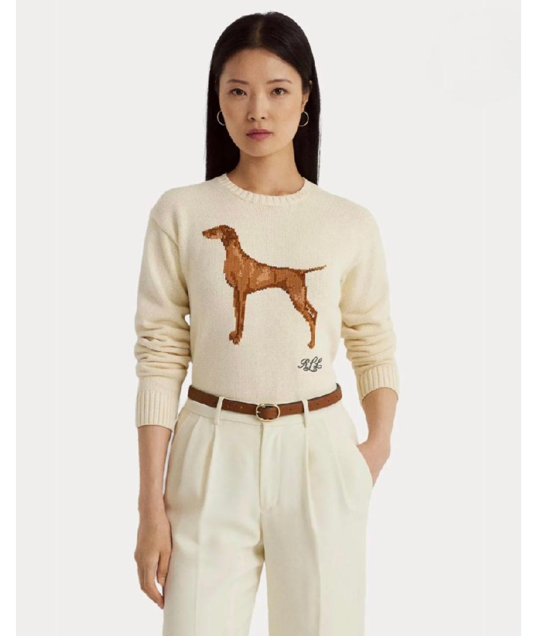 RALPH LAUREN Бежевый хлопковый джемпер / свитер, фото 5