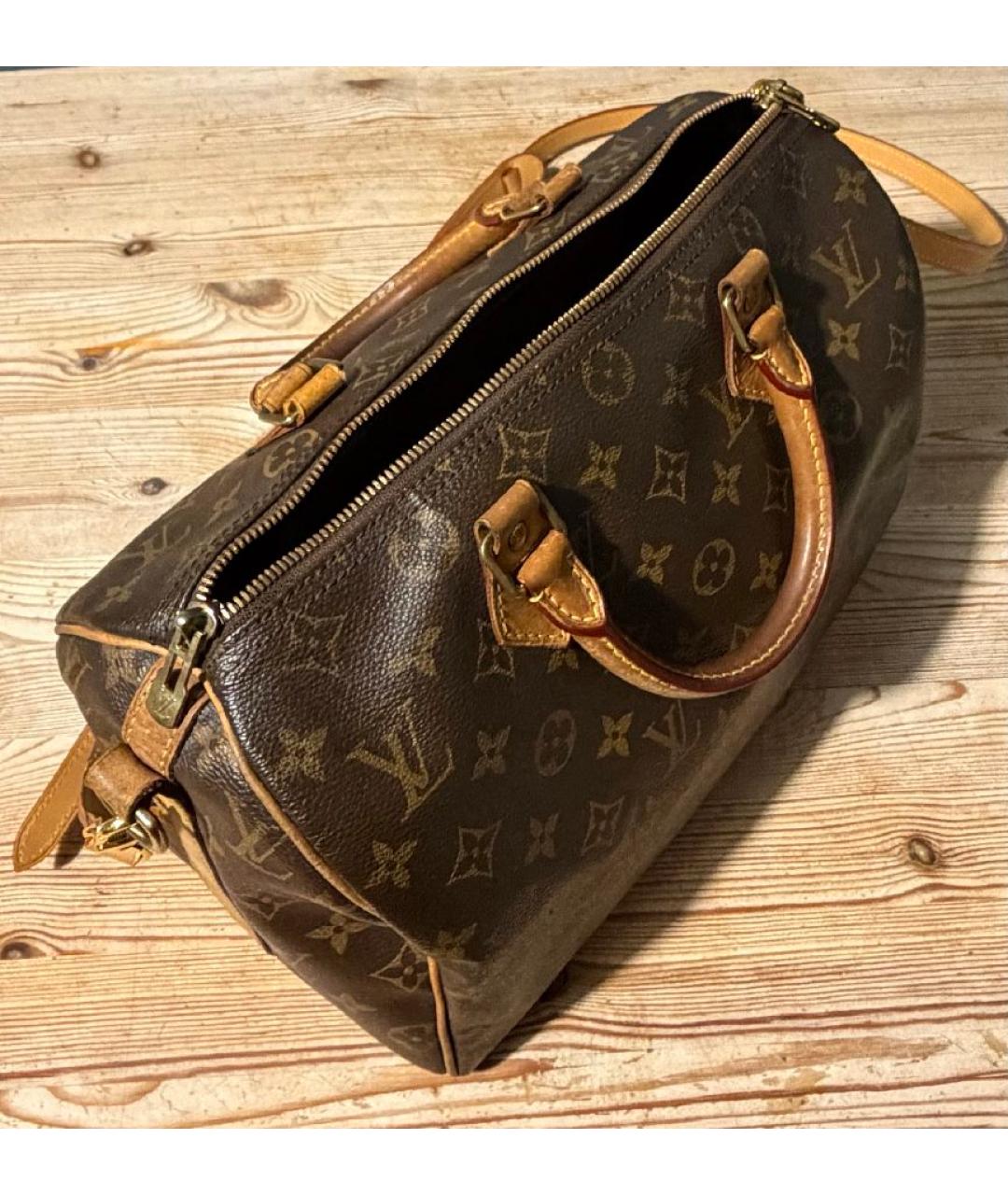 LOUIS VUITTON Коричневая кожаная сумка с короткими ручками, фото 4