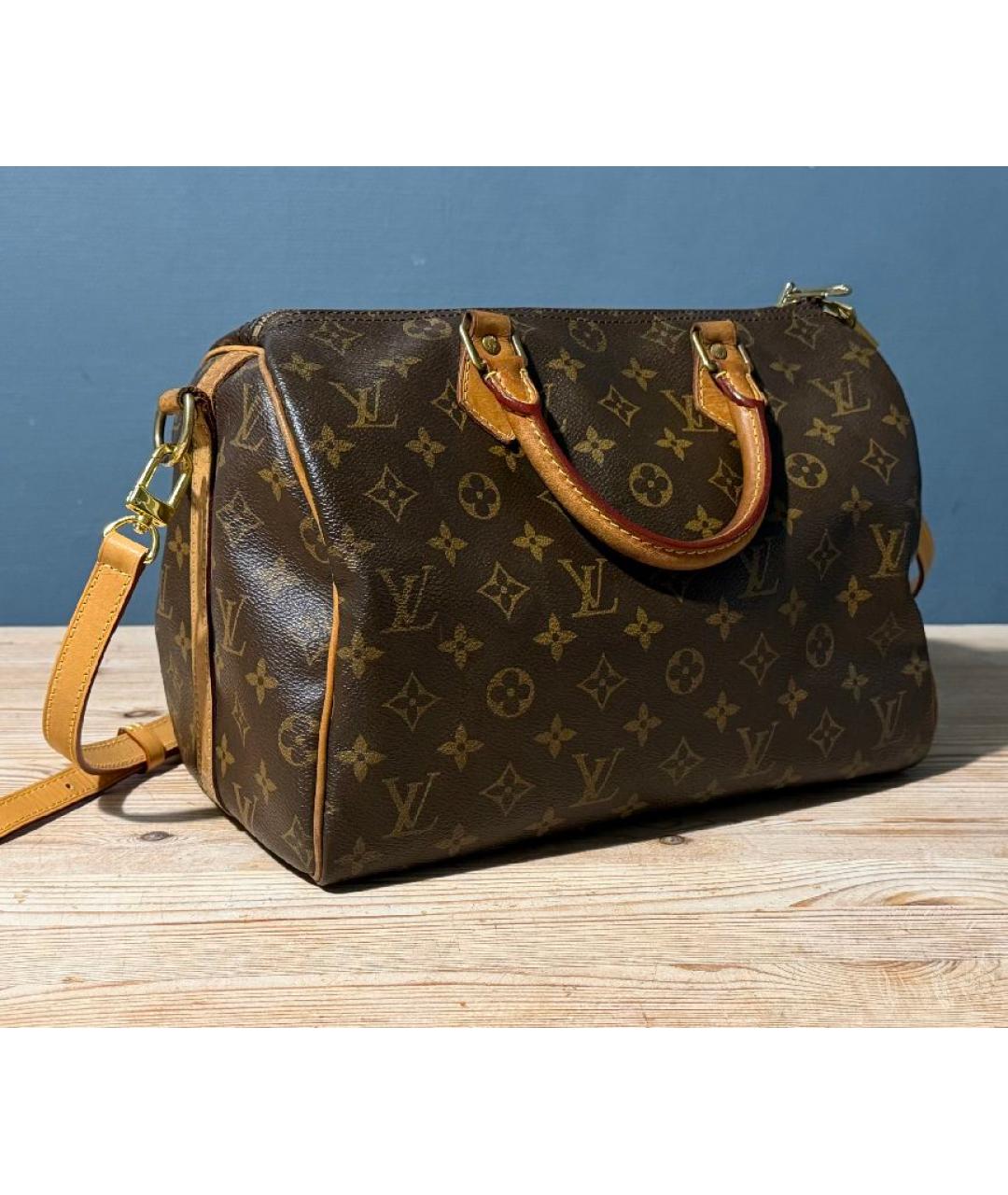 LOUIS VUITTON Коричневая кожаная сумка с короткими ручками, фото 2