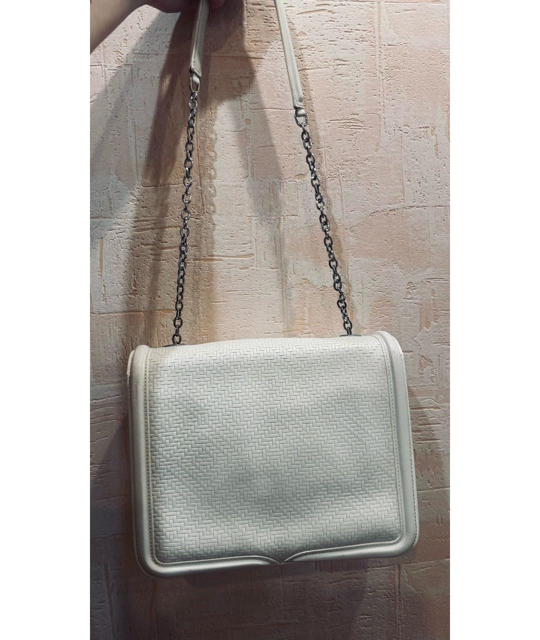 ALEXANDER MCQUEEN Белая кожаная сумка через плечо, фото 3