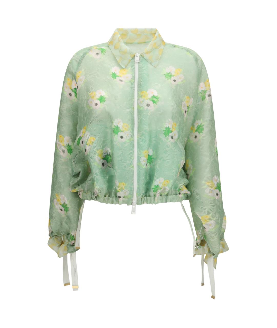 FENDI Зеленая шелковая куртка, фото 1